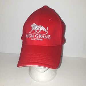 c RARE EARLY LOGO MGM GRAND LAS VEGAS A FLEX STRETCH HAT L / XL SNAPBACK HAT